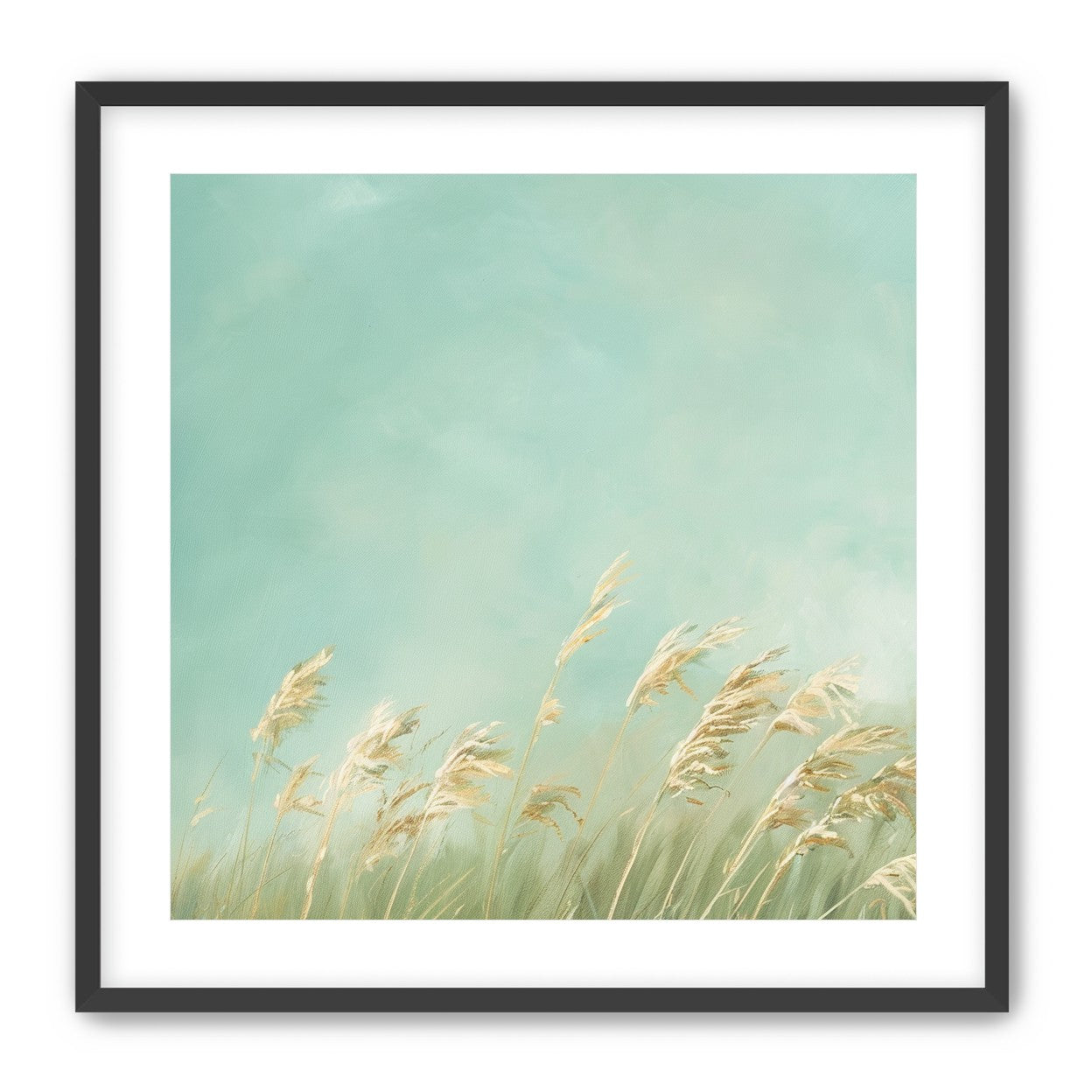 Turquoise sky over pale grass