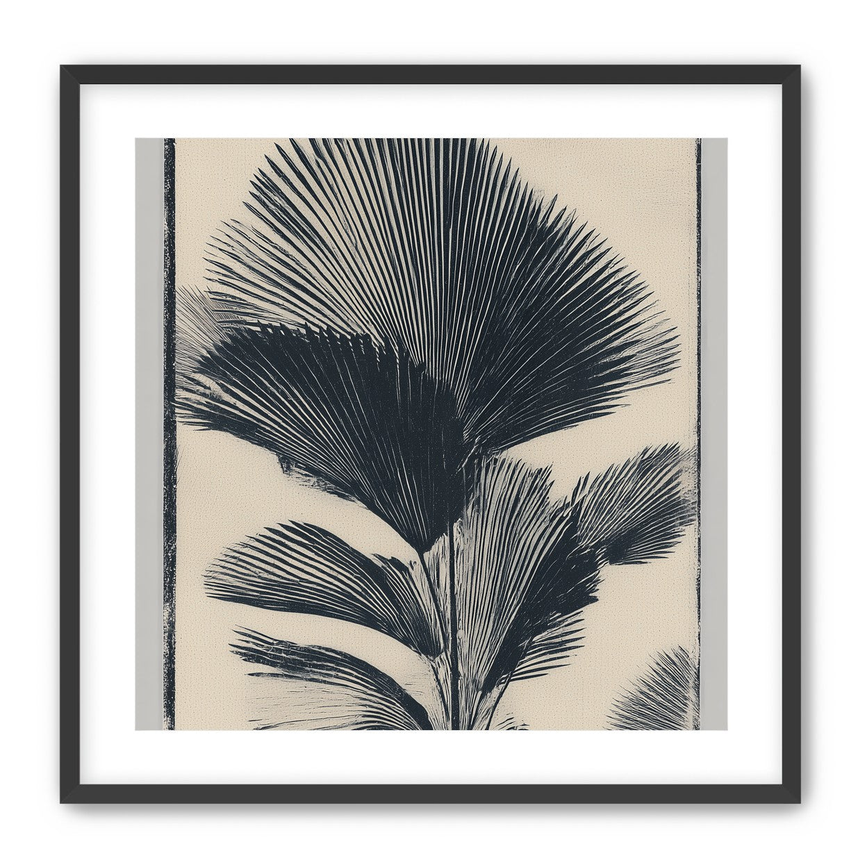 Palm fronds in black ink