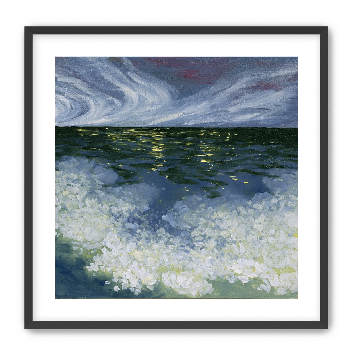 Foam and starlight at sea
