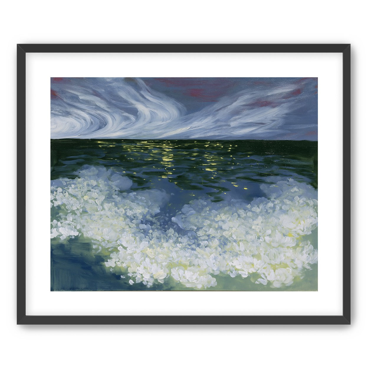 Foam and starlight at sea