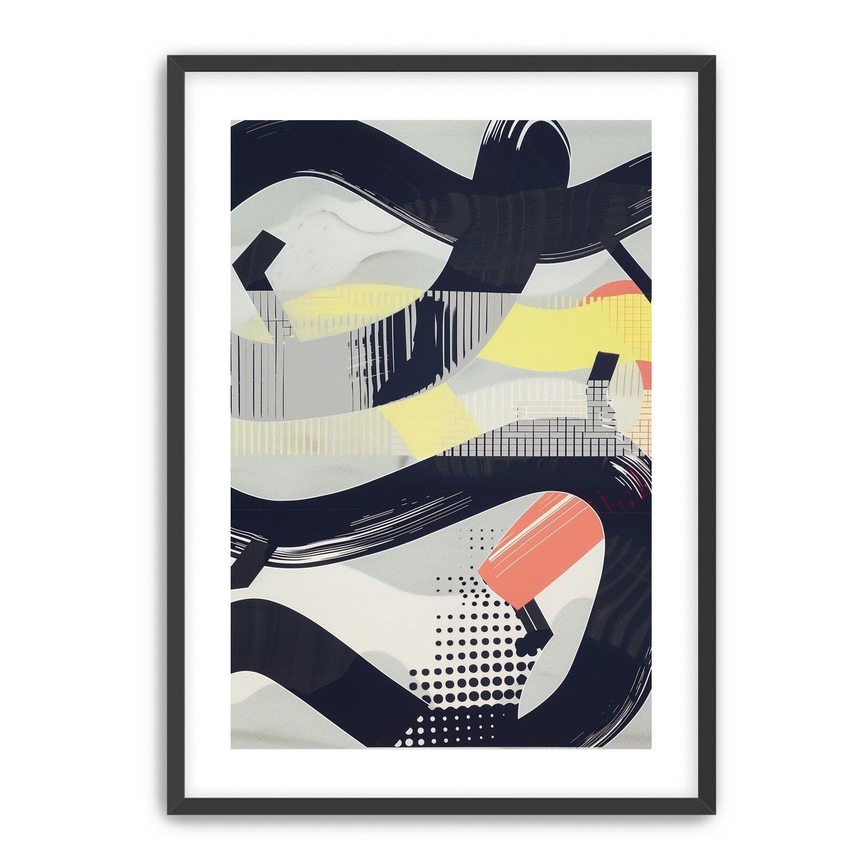 Black loops over yellow blocks