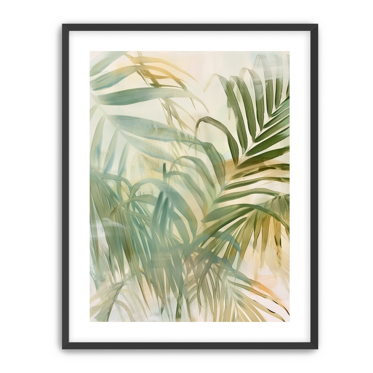 Palm leaves in pale wash