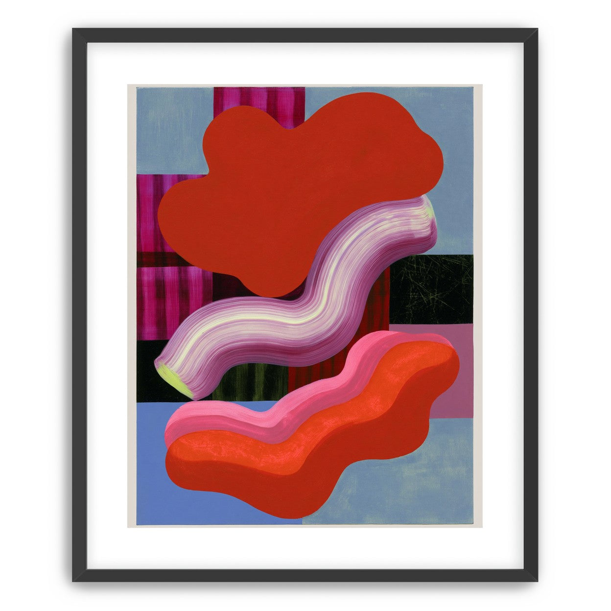 Layered red forms on grid