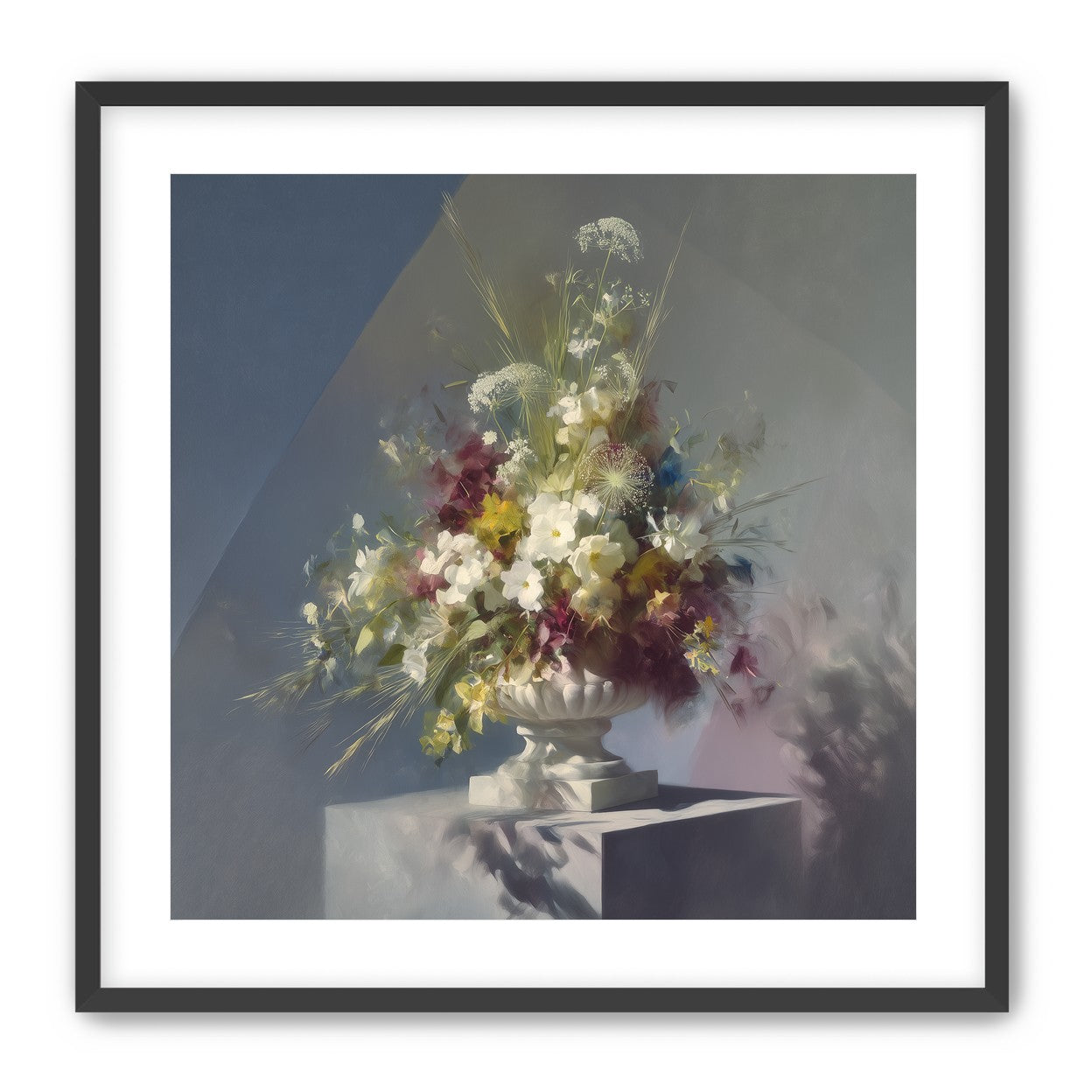 White urn within angled light