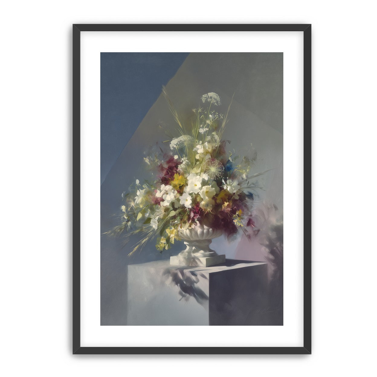 White urn within angled light