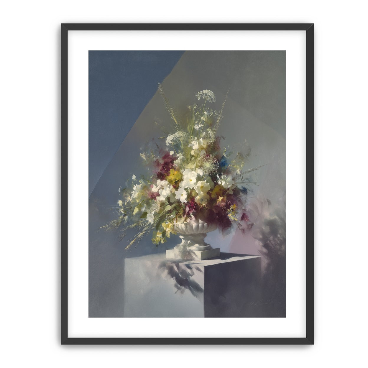 White urn within angled light