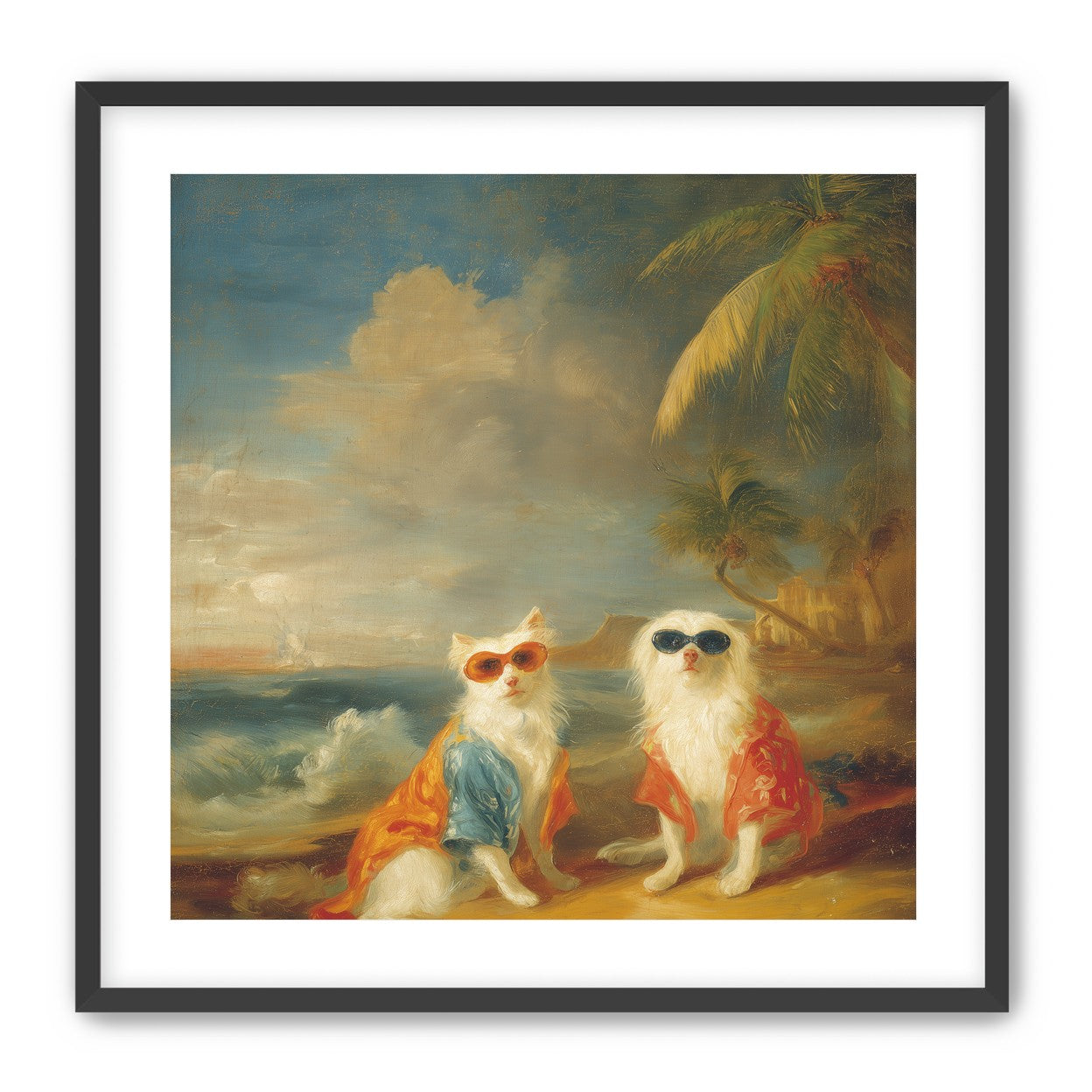 Sunglasses cats on the beach