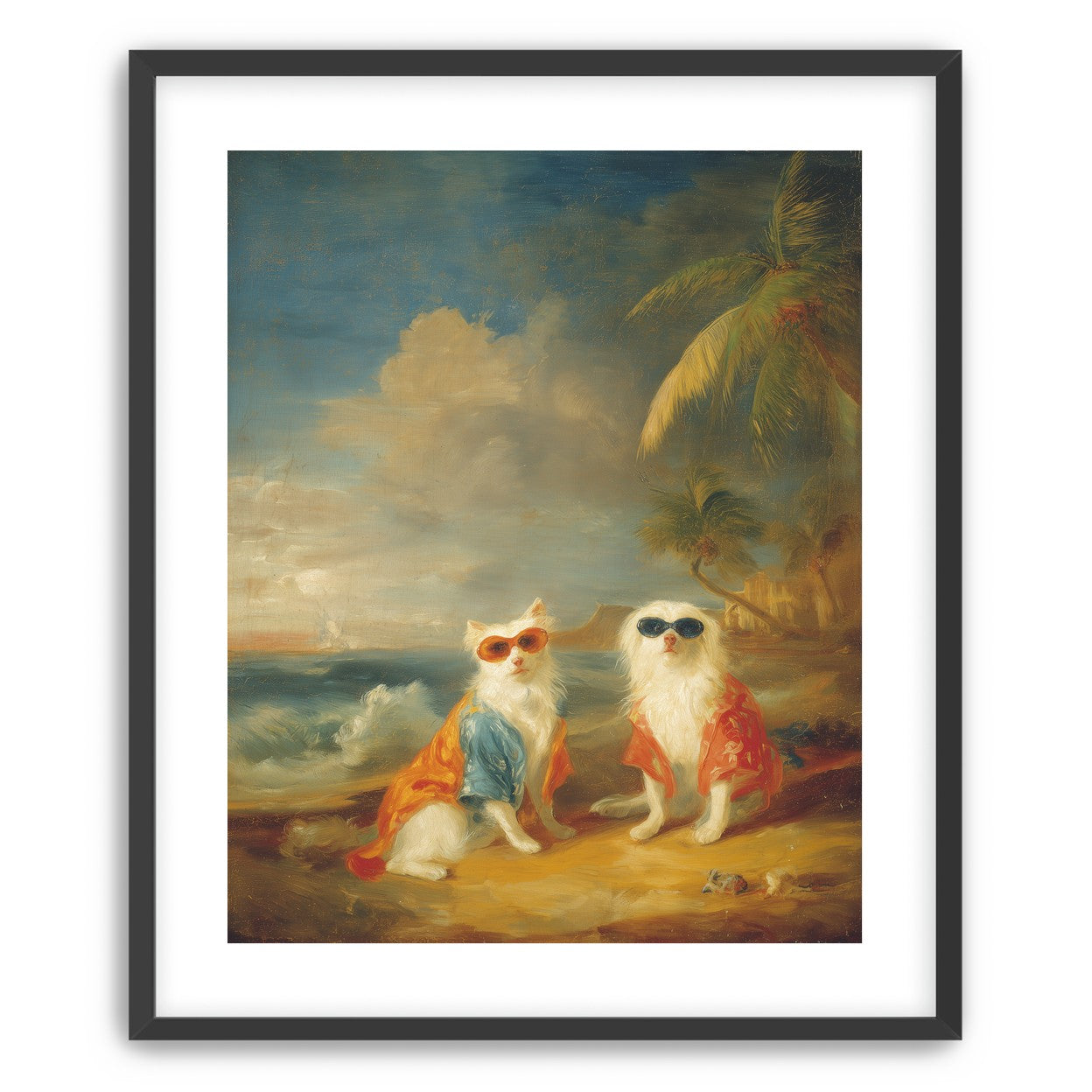 Sunglasses cats on the beach