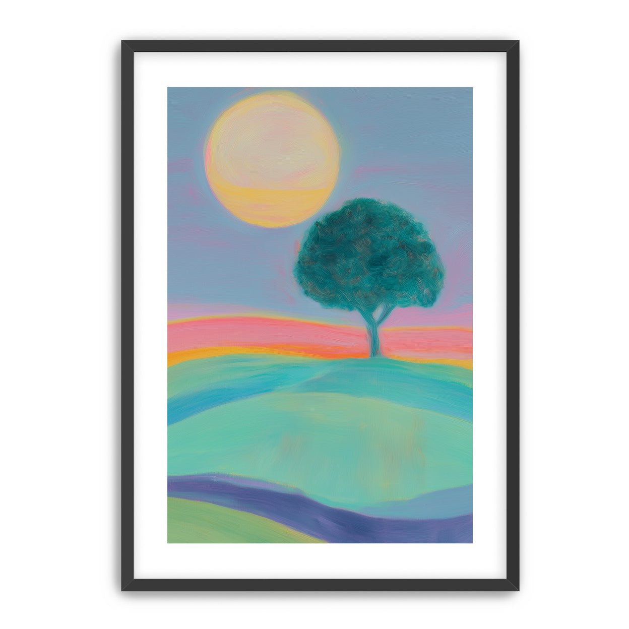 The sun behind the tree