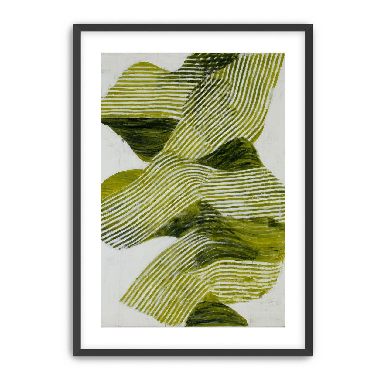 Olive stripes across white