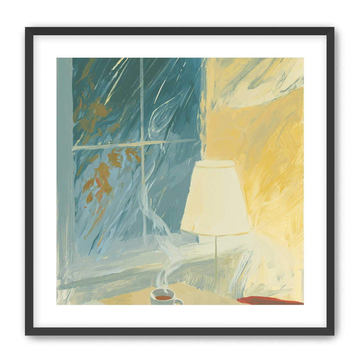 Steam against the rainy window