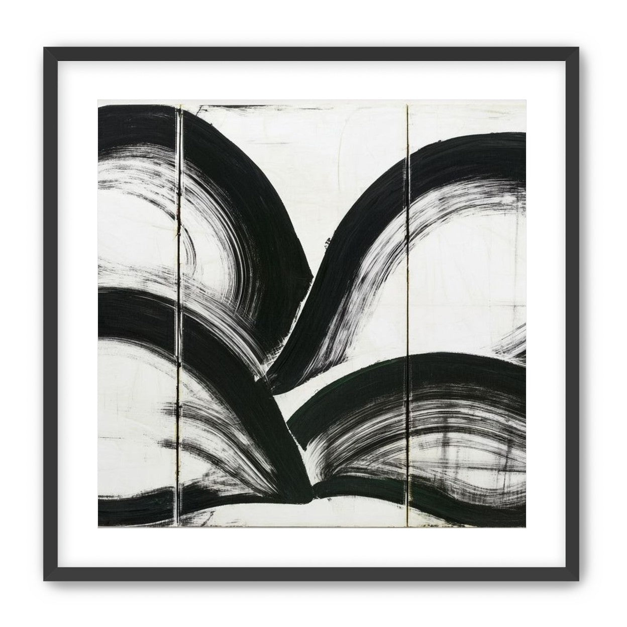 Black arcs across white panels