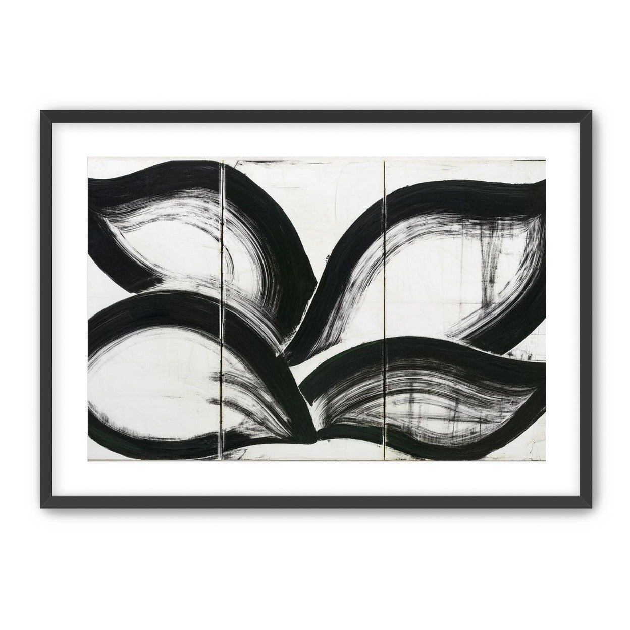 Black arcs across white panels