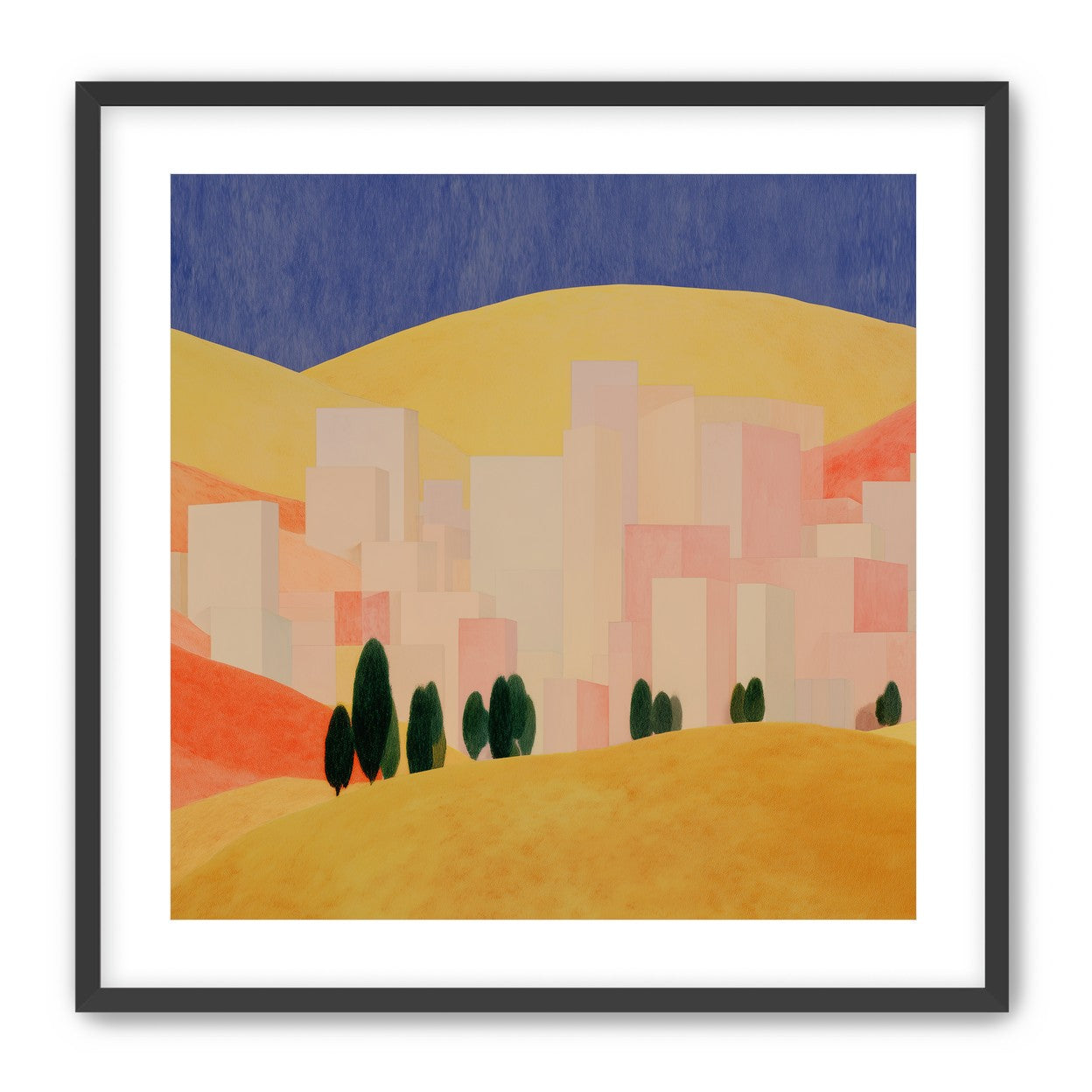 Blue sky over peach city