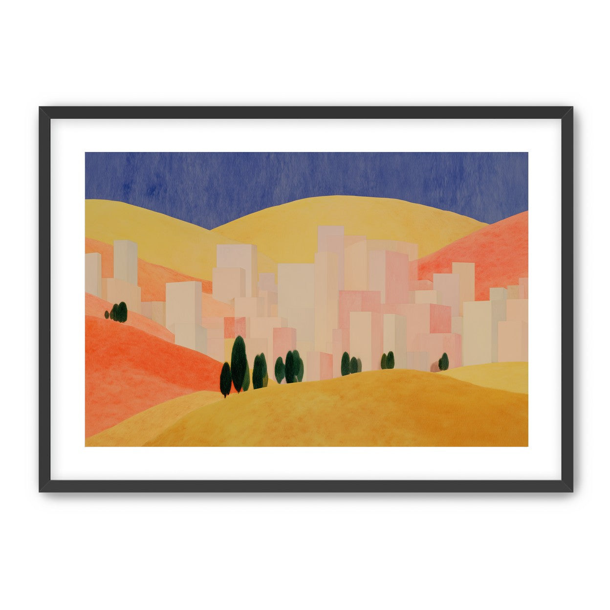 Blue sky over peach city