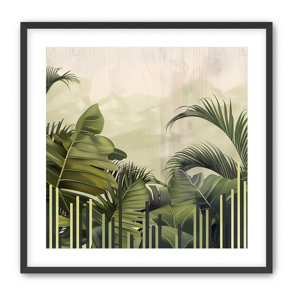 Pale sky over green fronds