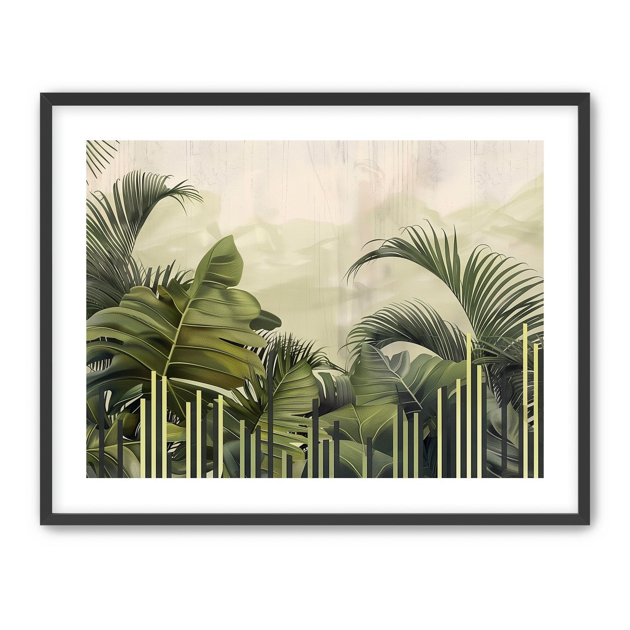 Pale sky over green fronds