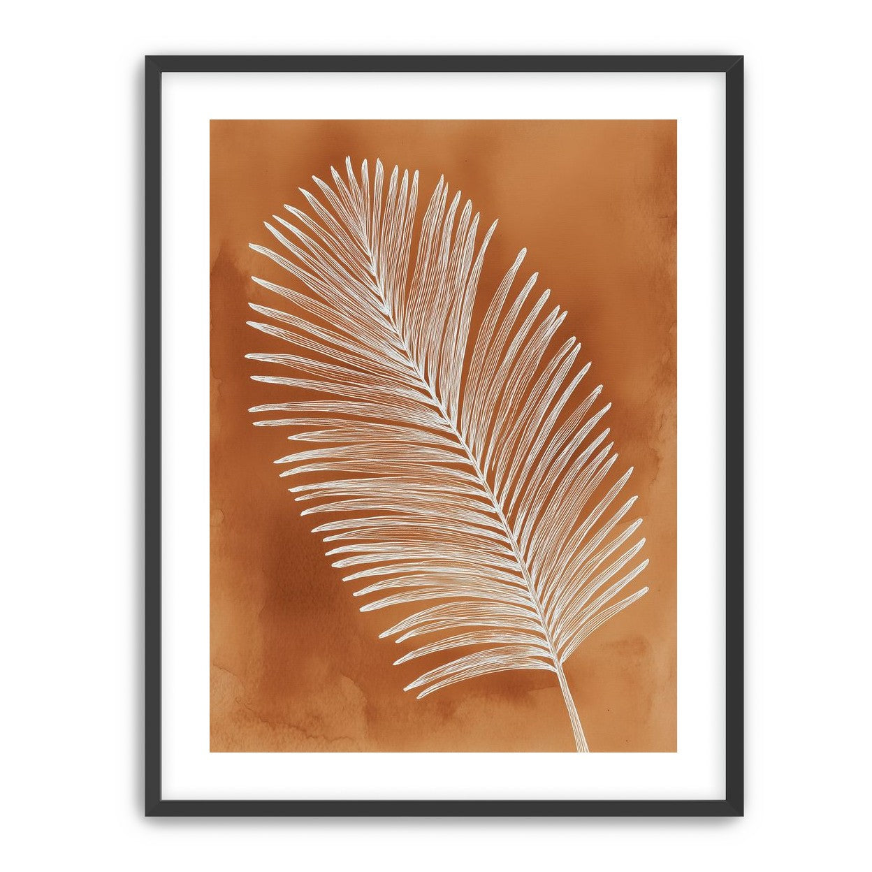 Palm frond in white ink