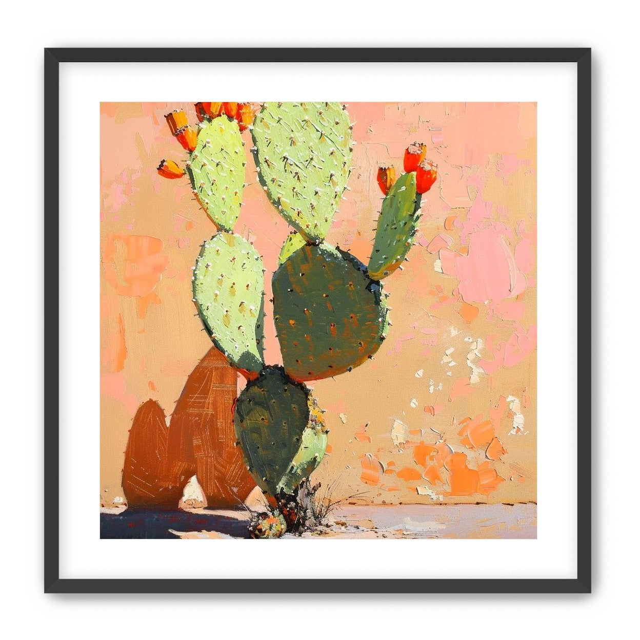 Prickly pear in sunlit plaster