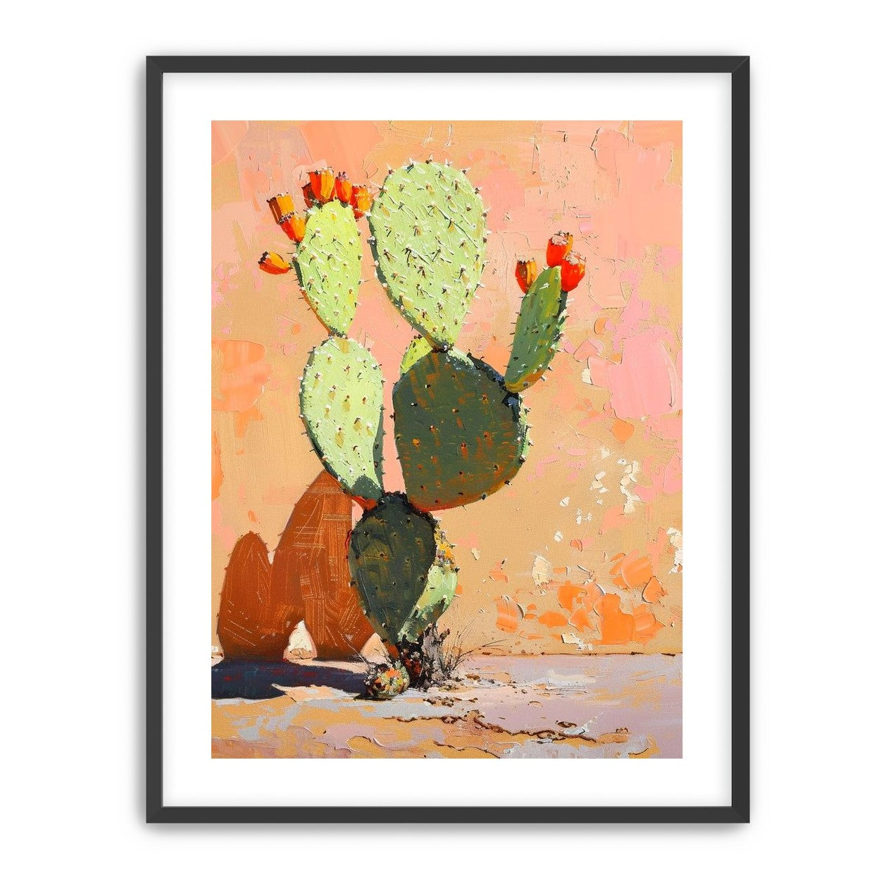 Prickly pear in sunlit plaster