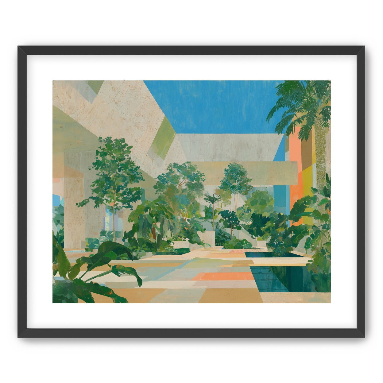 Courtyard where trees meet walls