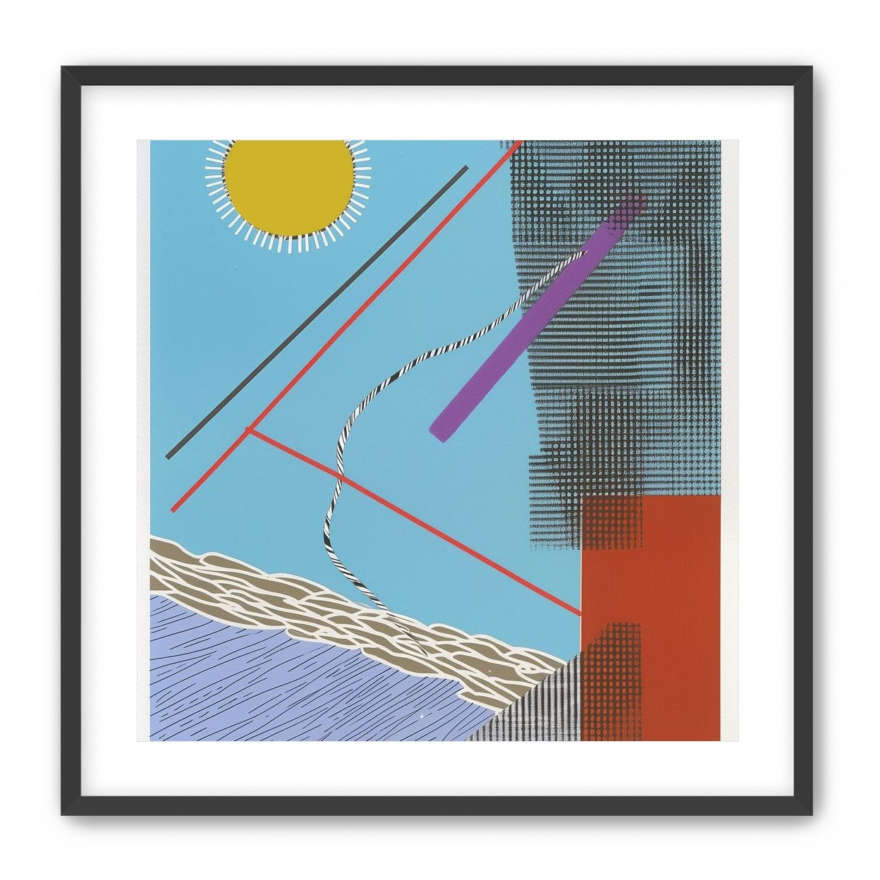 Yellow disc and crossed lines