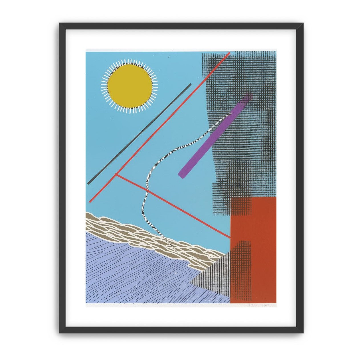 Yellow disc and crossed lines
