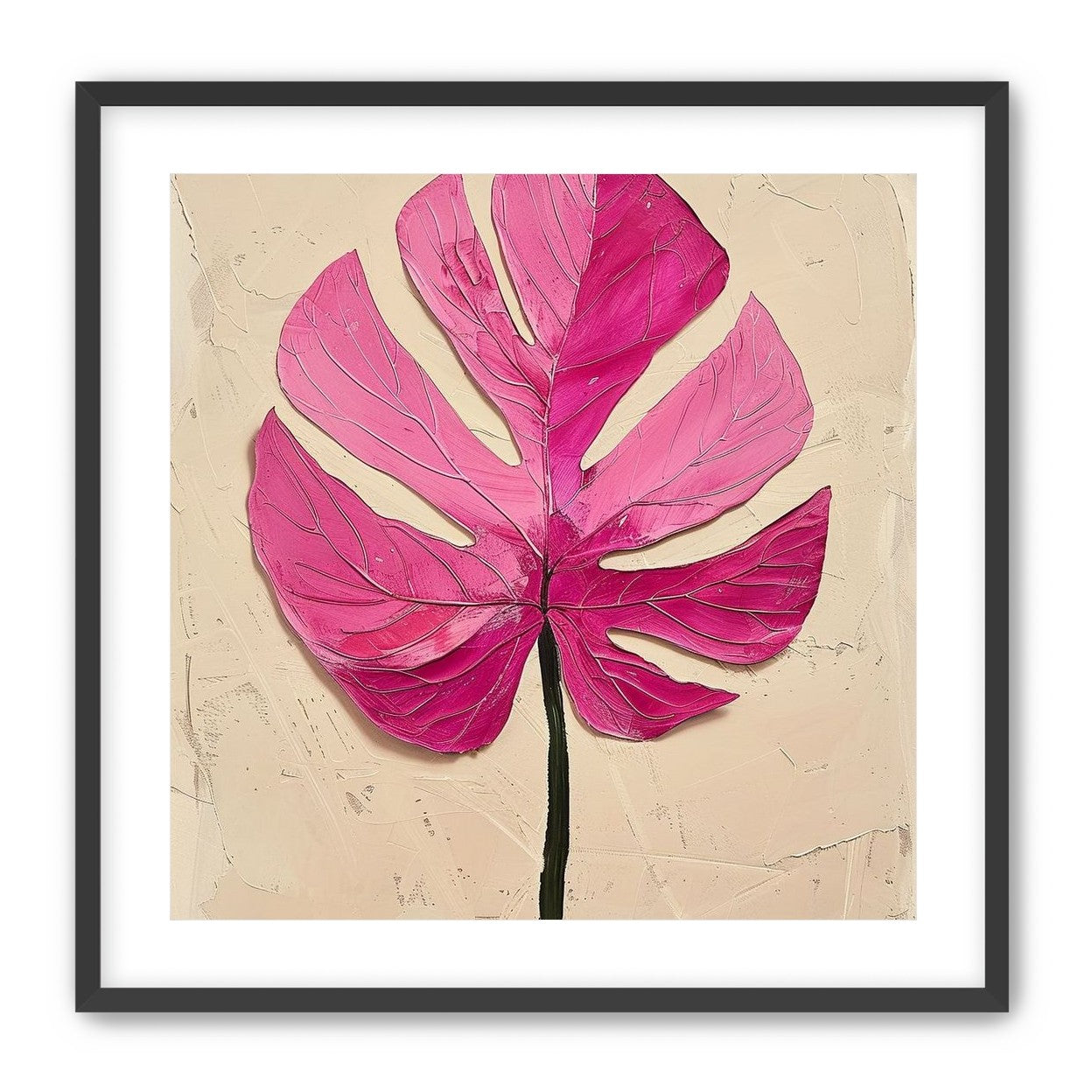 Pink leaf on plaster white