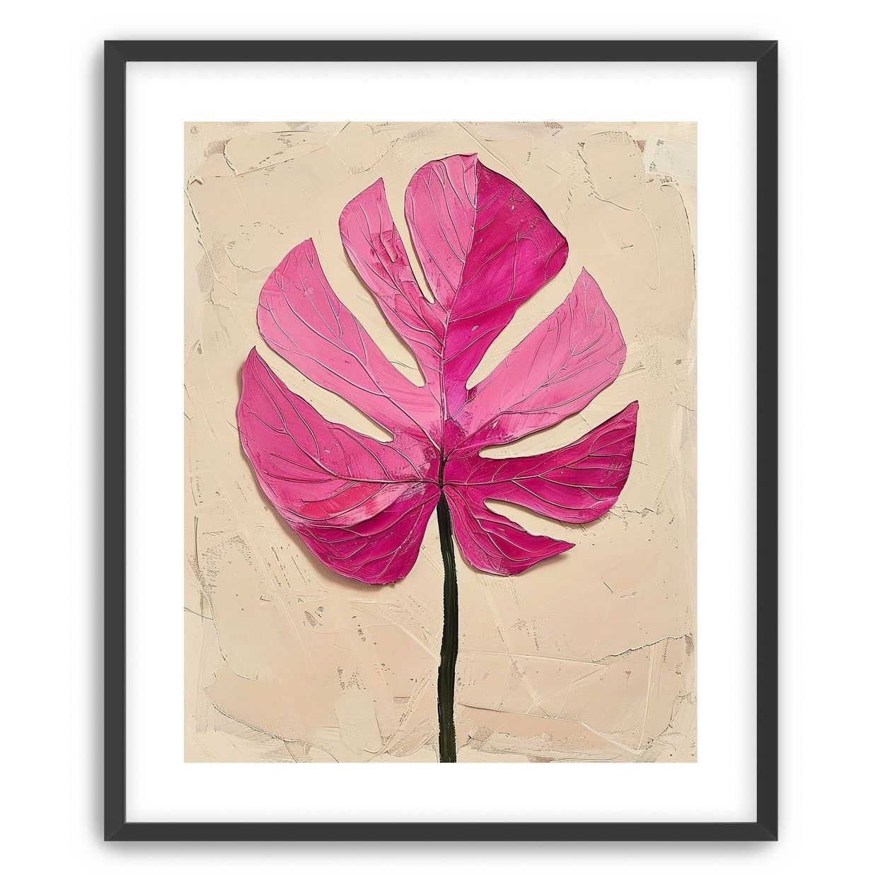 Pink leaf on plaster white