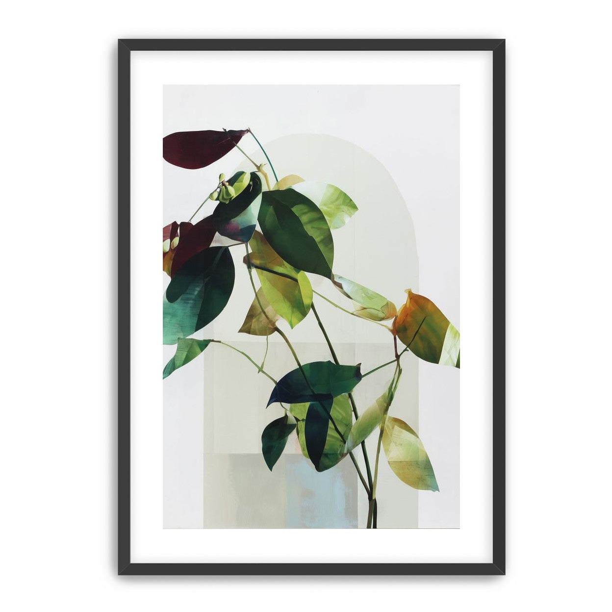 Leaves across a pale arch