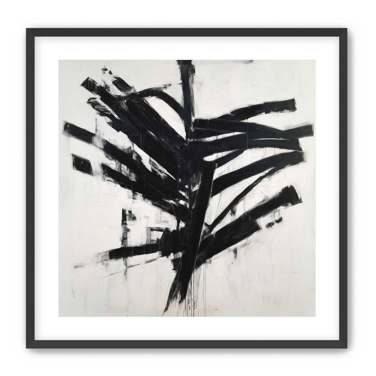 Black mass across white field