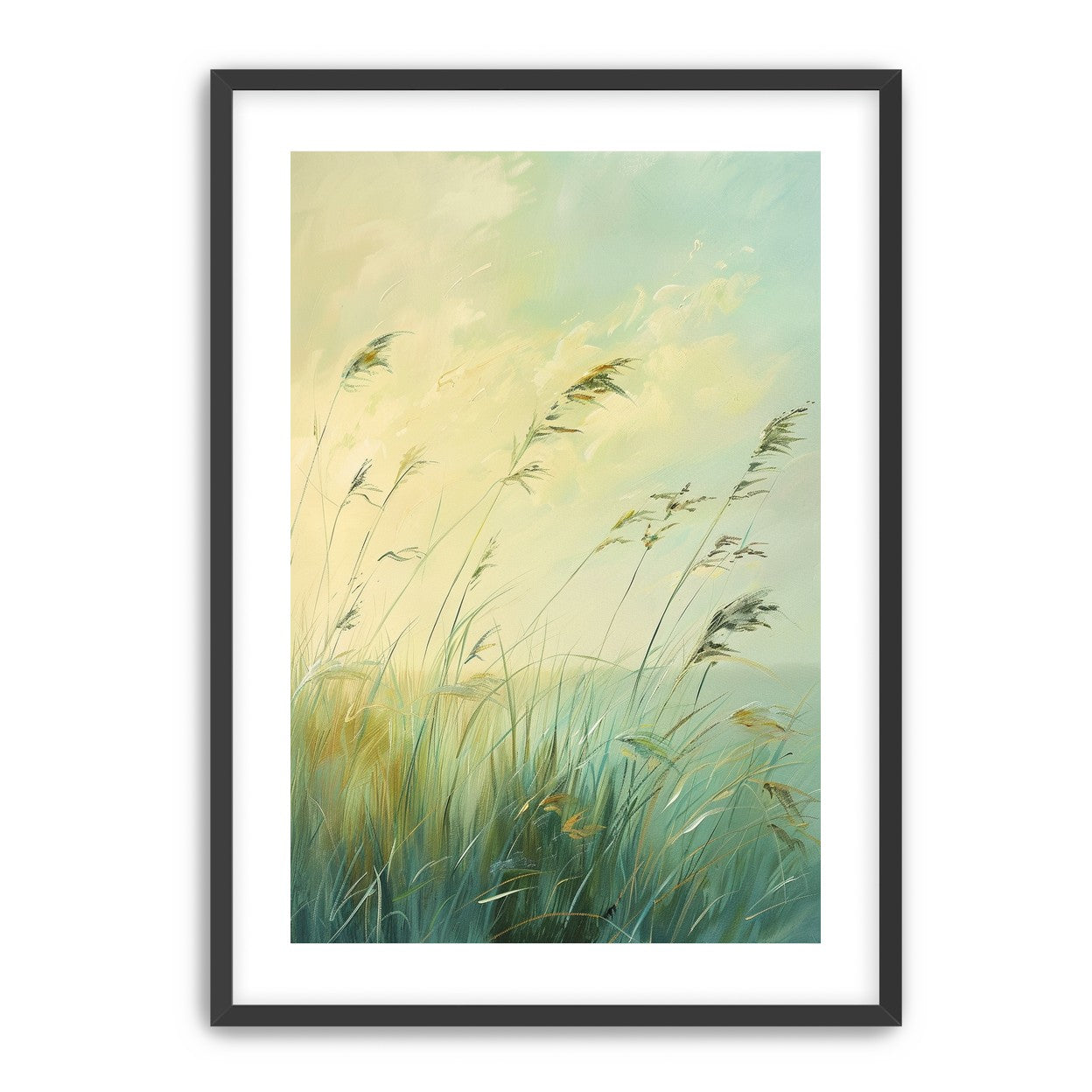 Windbent beach grass sky