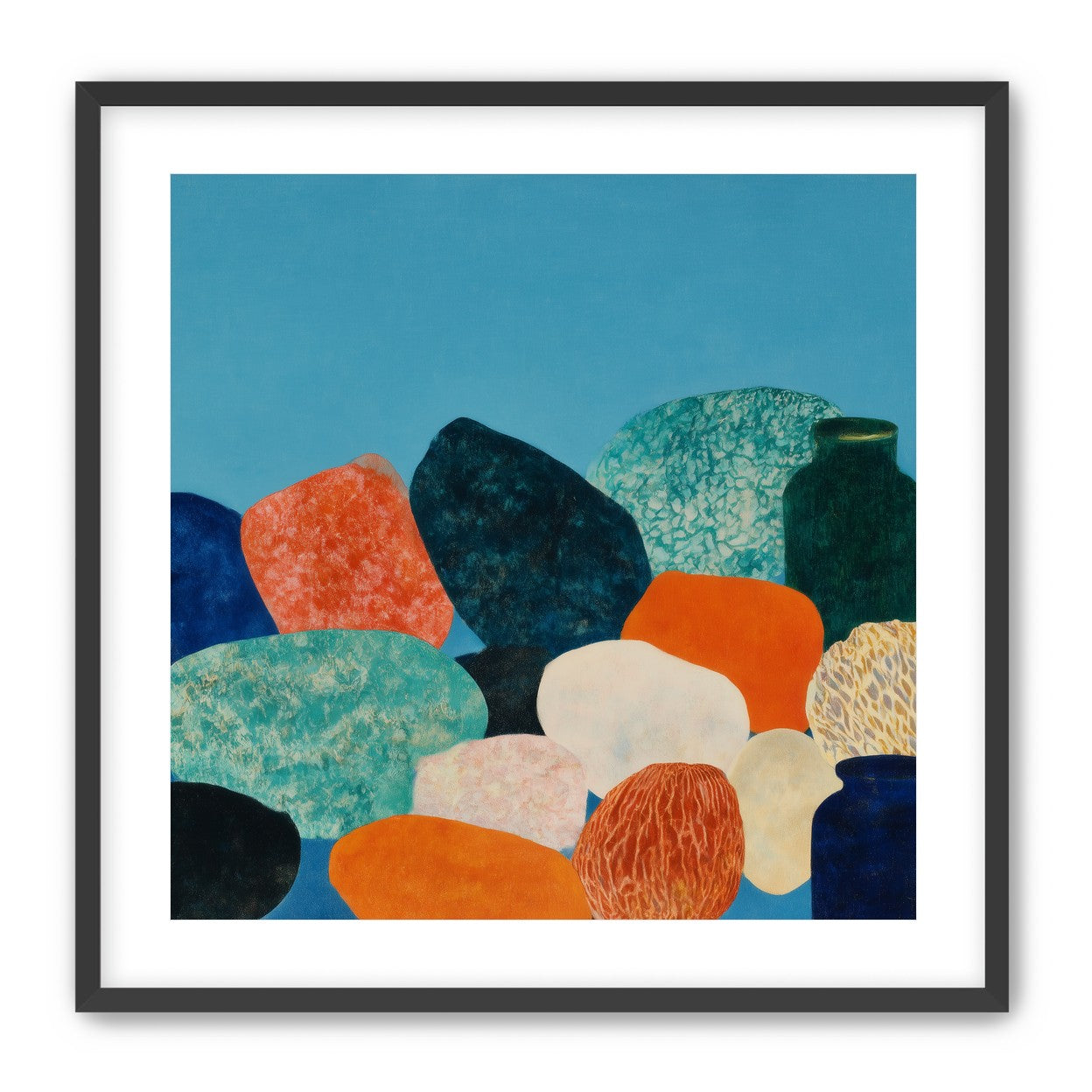 Stones beneath a blue field