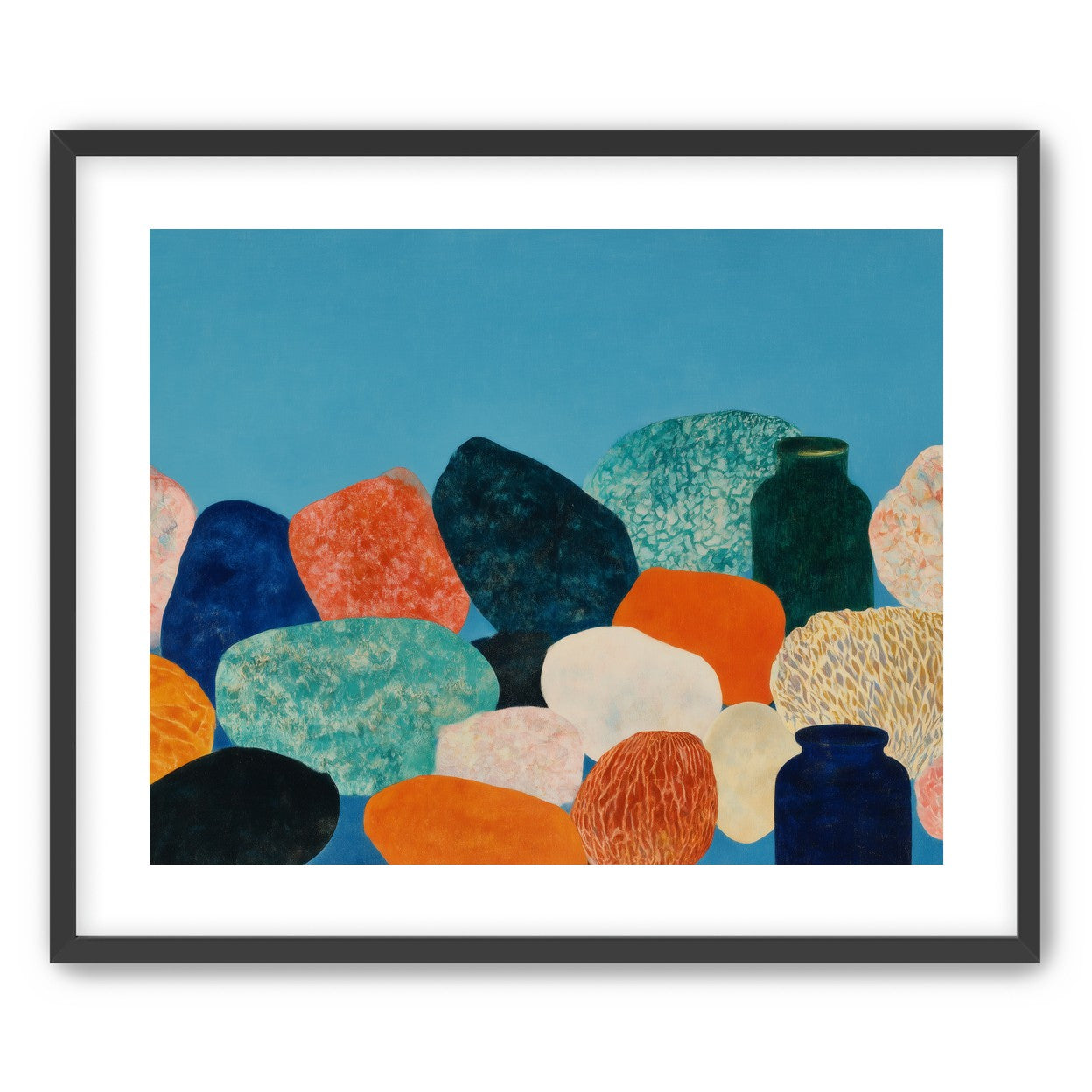 Stones beneath a blue field