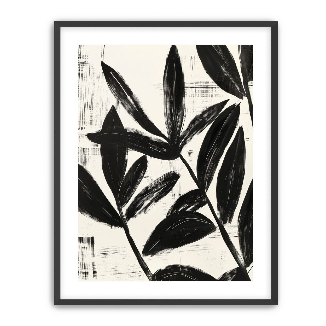 Black leaves on white grain