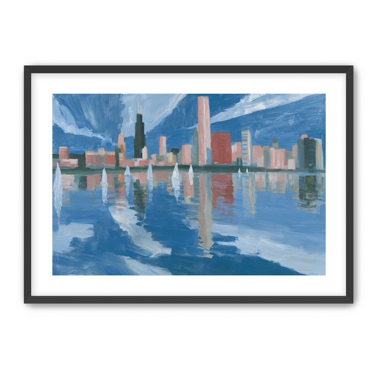 Sailboats before the mirrored skyline