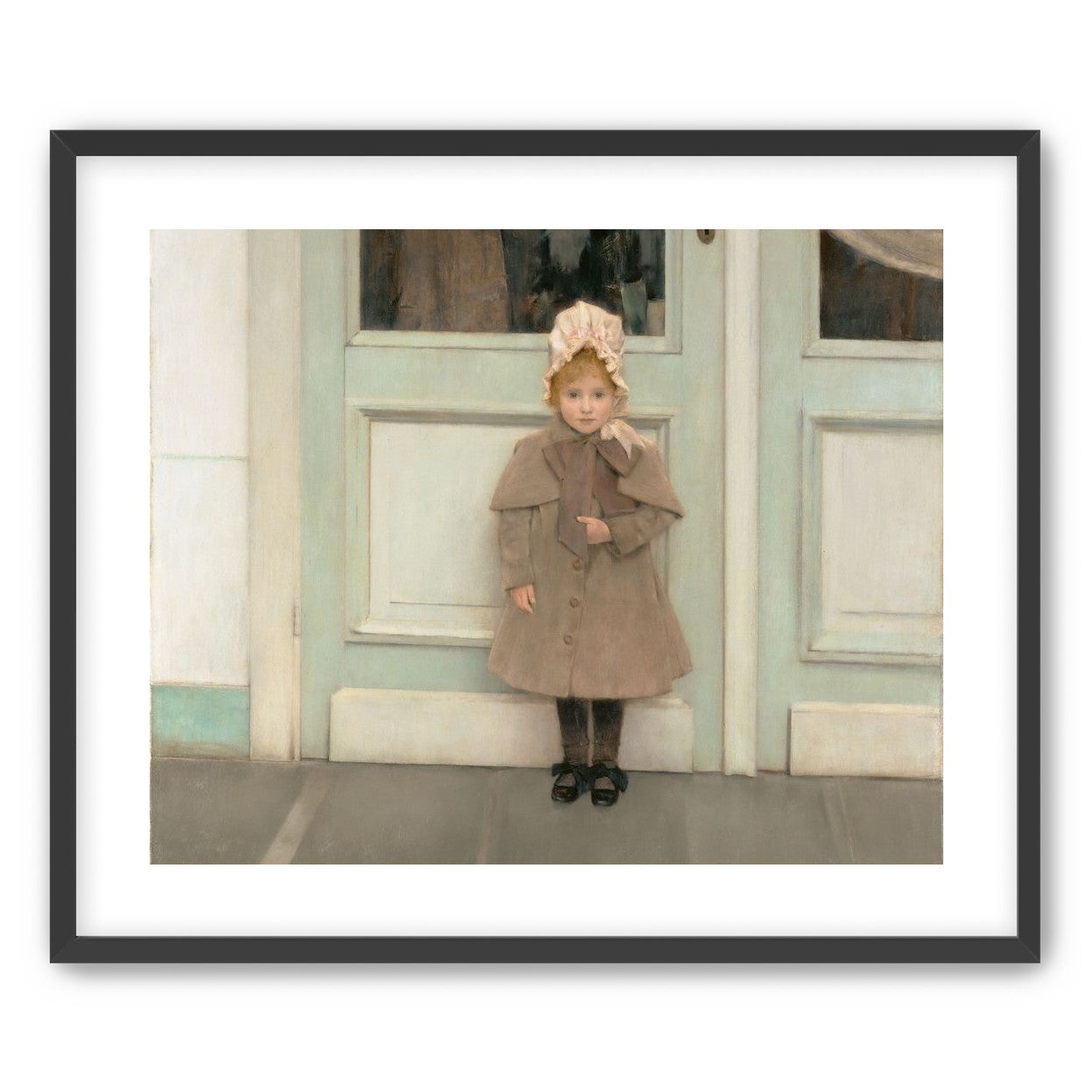 A child beneath pale doors