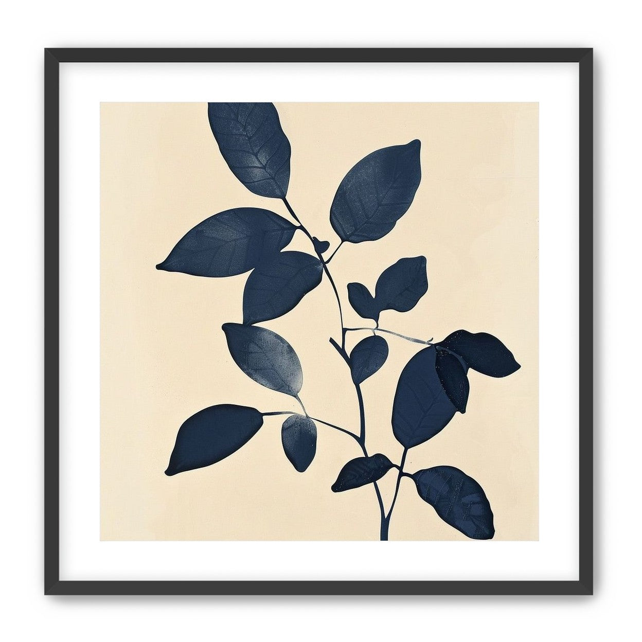 Indigo leaves on cream