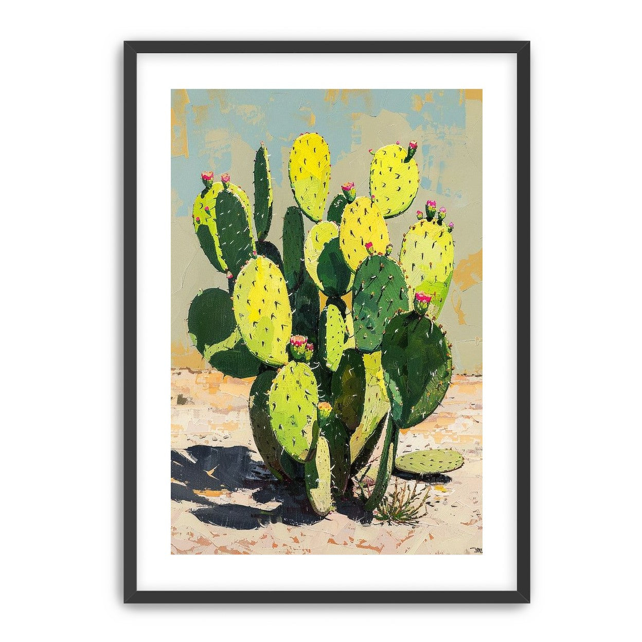 Yellow light on cactus pads