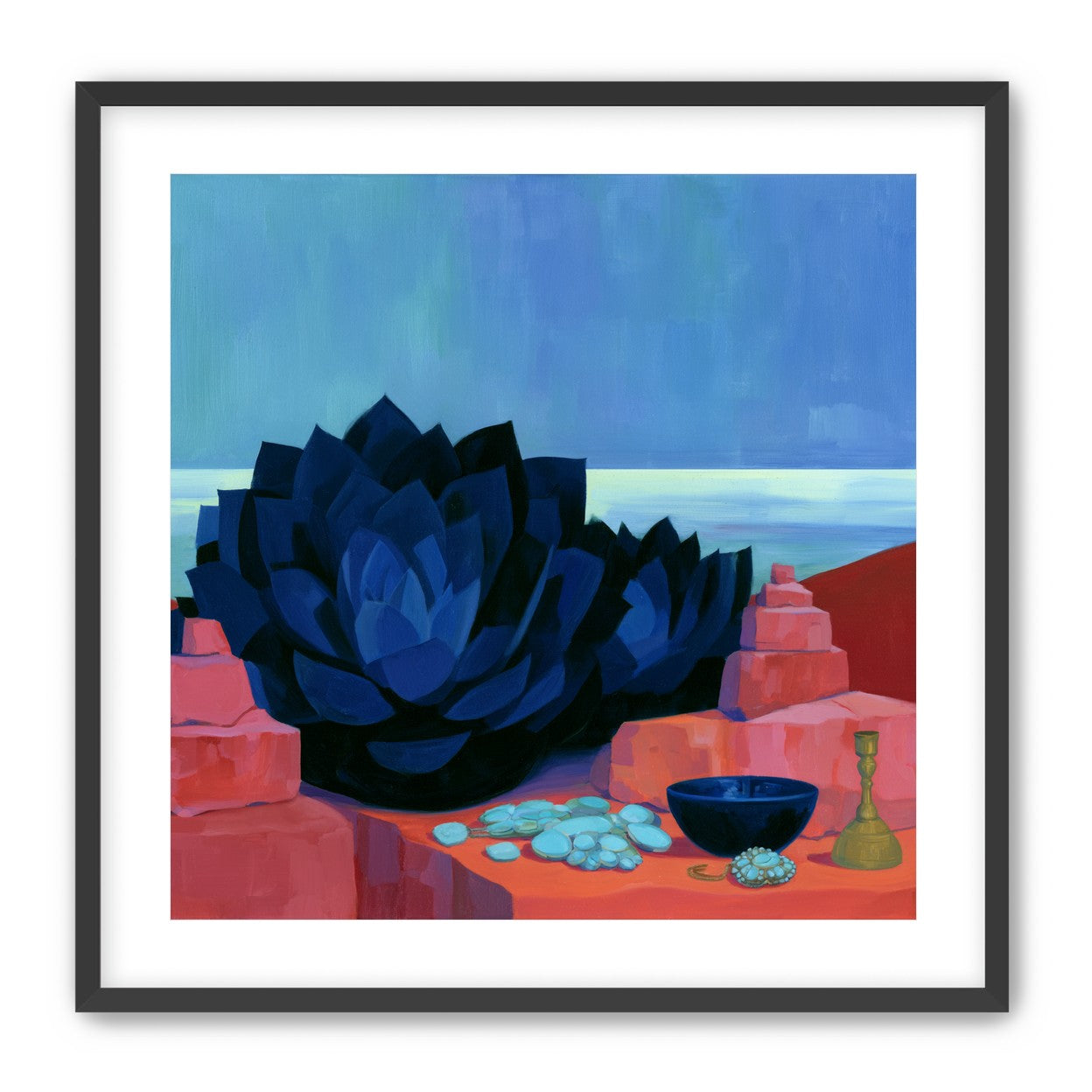 Blue flower in red light