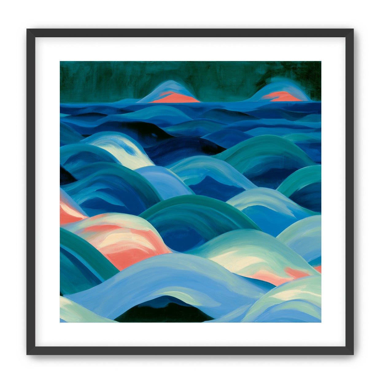 Pink light among blue waves