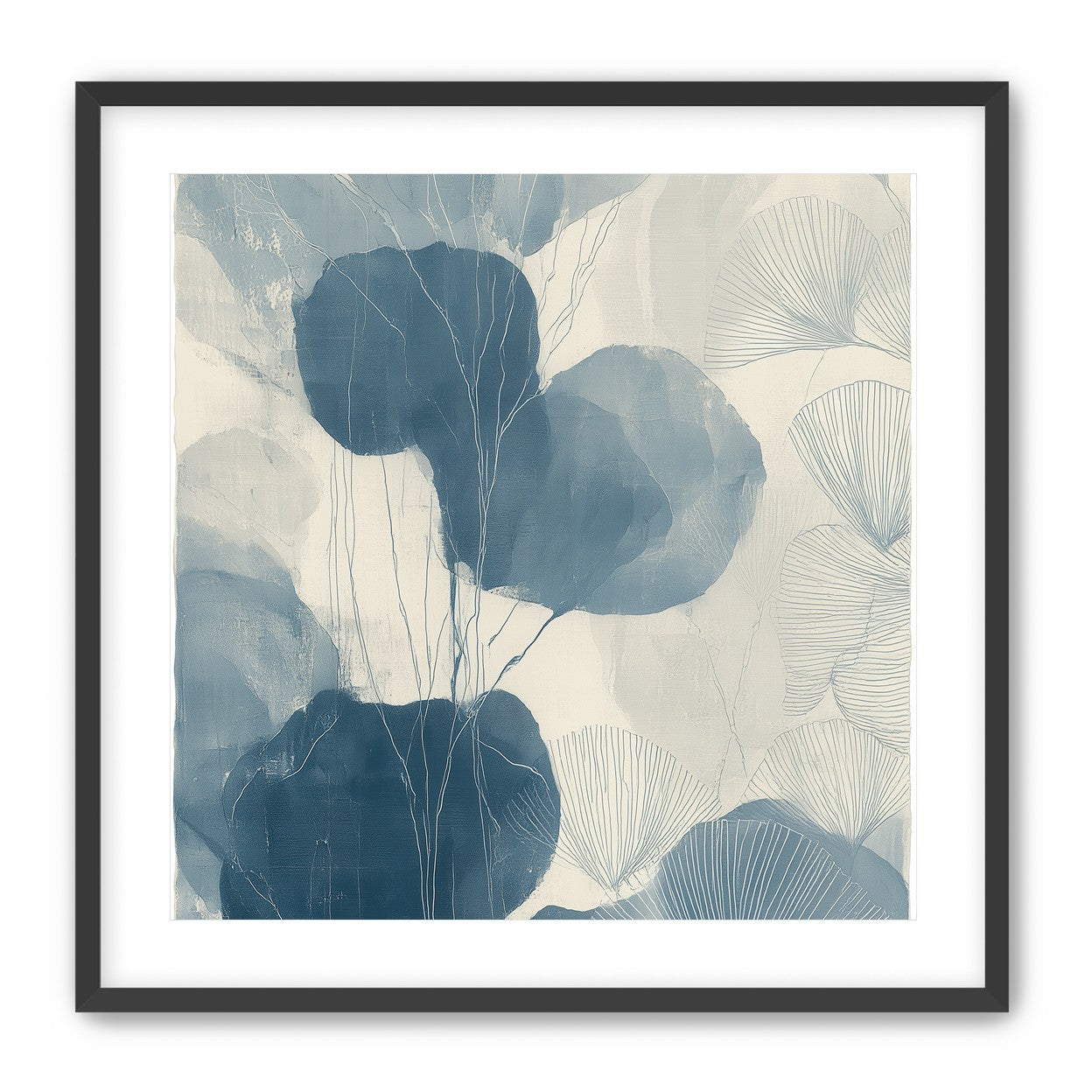 Ginkgo fans among round leaves