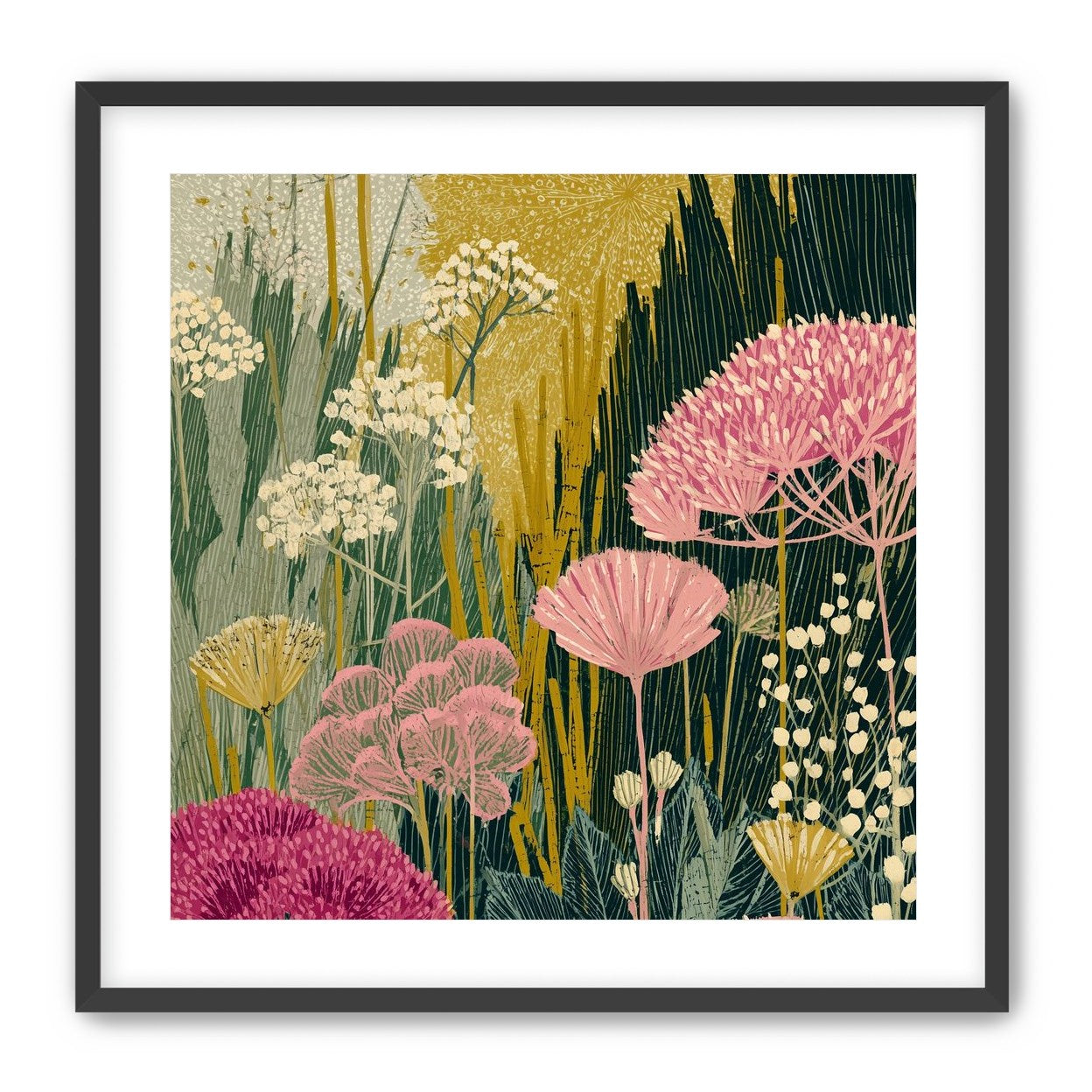 Wildflowers pressing into dusk