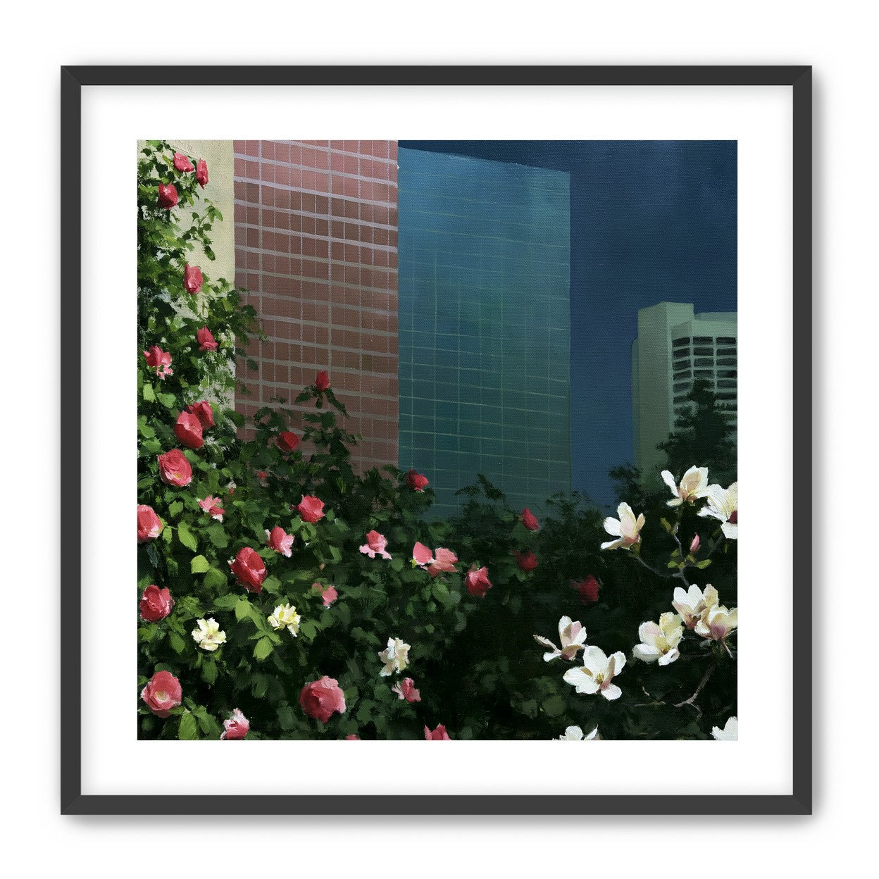 Flowers at the foot of towers