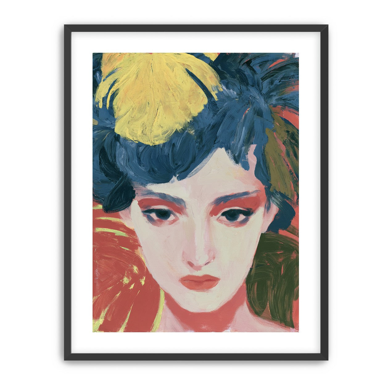 Yellow weight over her gaze