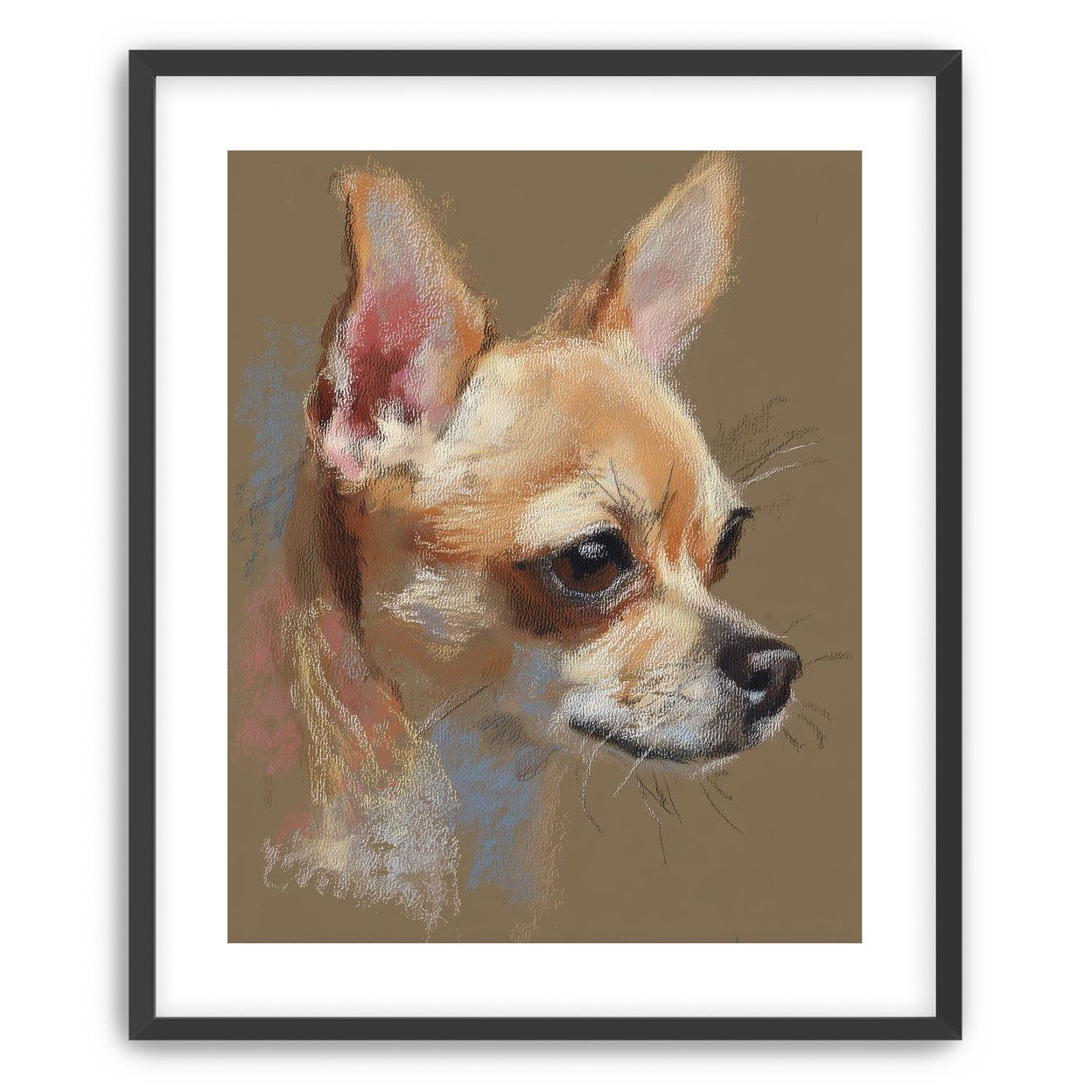 Pastel dog in profile