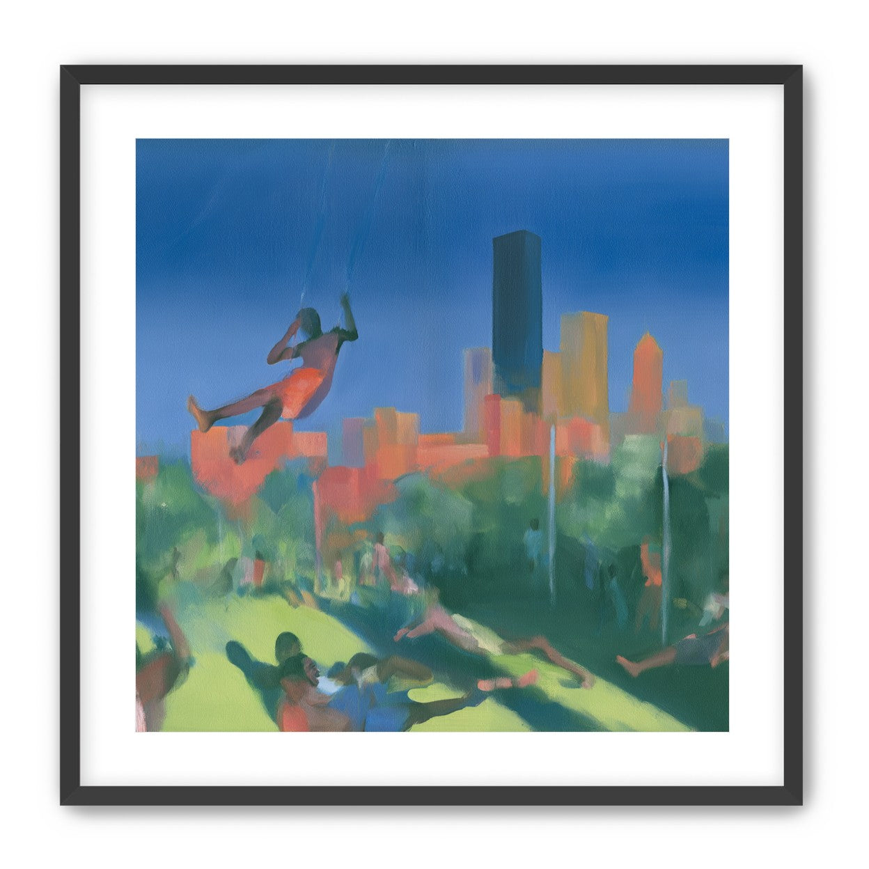 Swinging over the city park