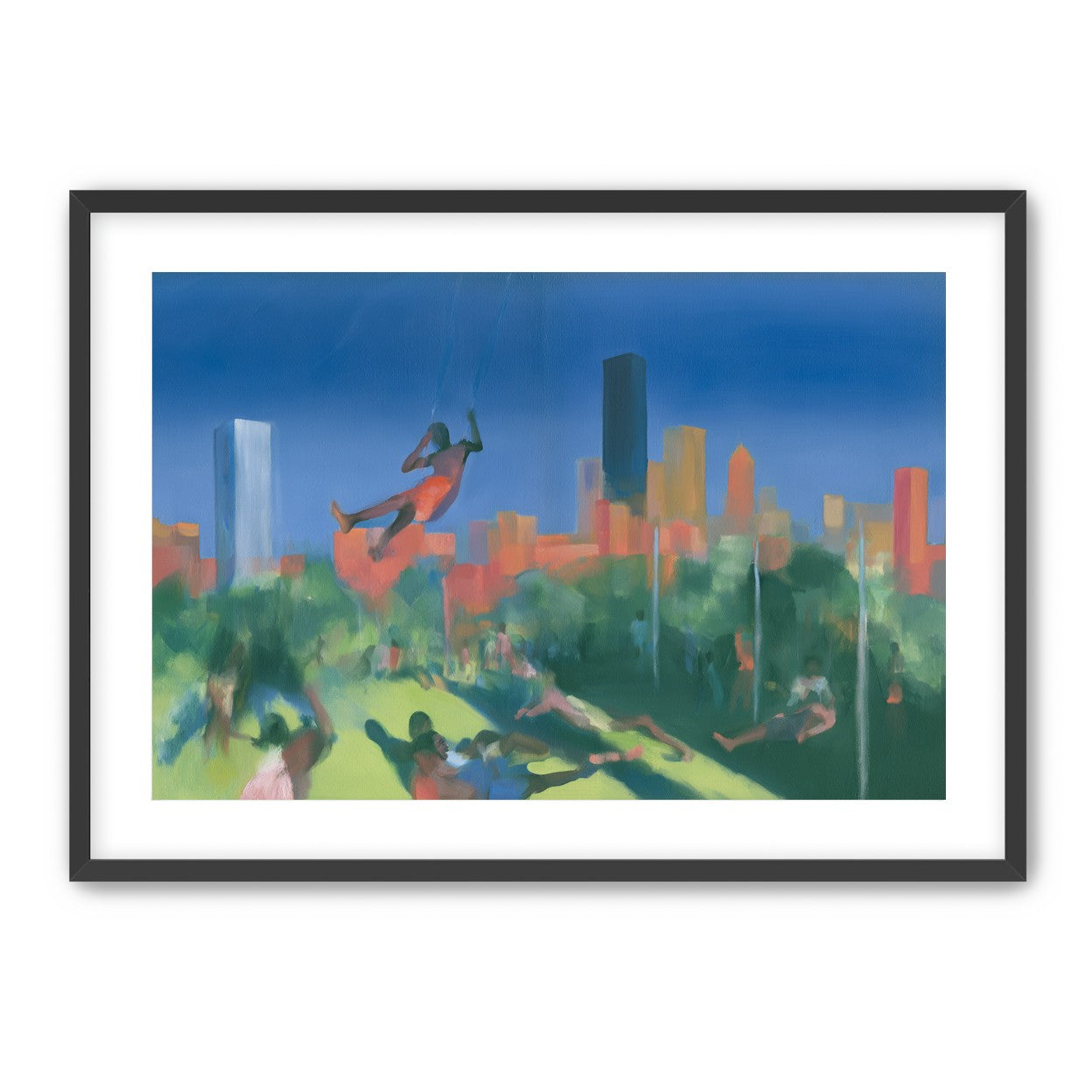 Swinging over the city park