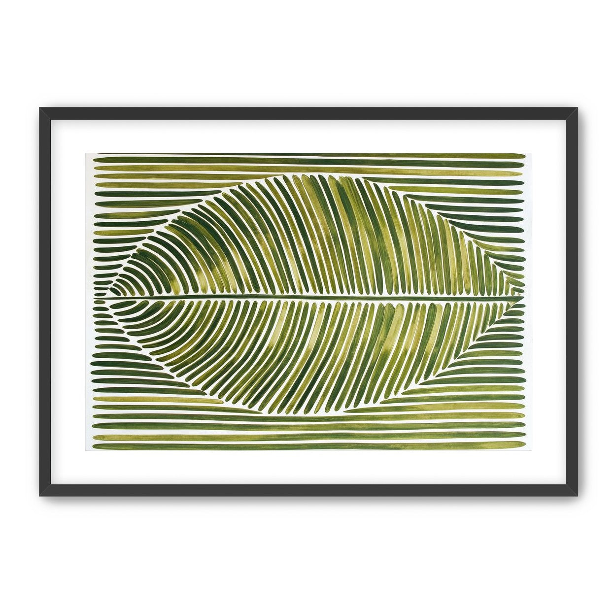 Palm frond in green bands