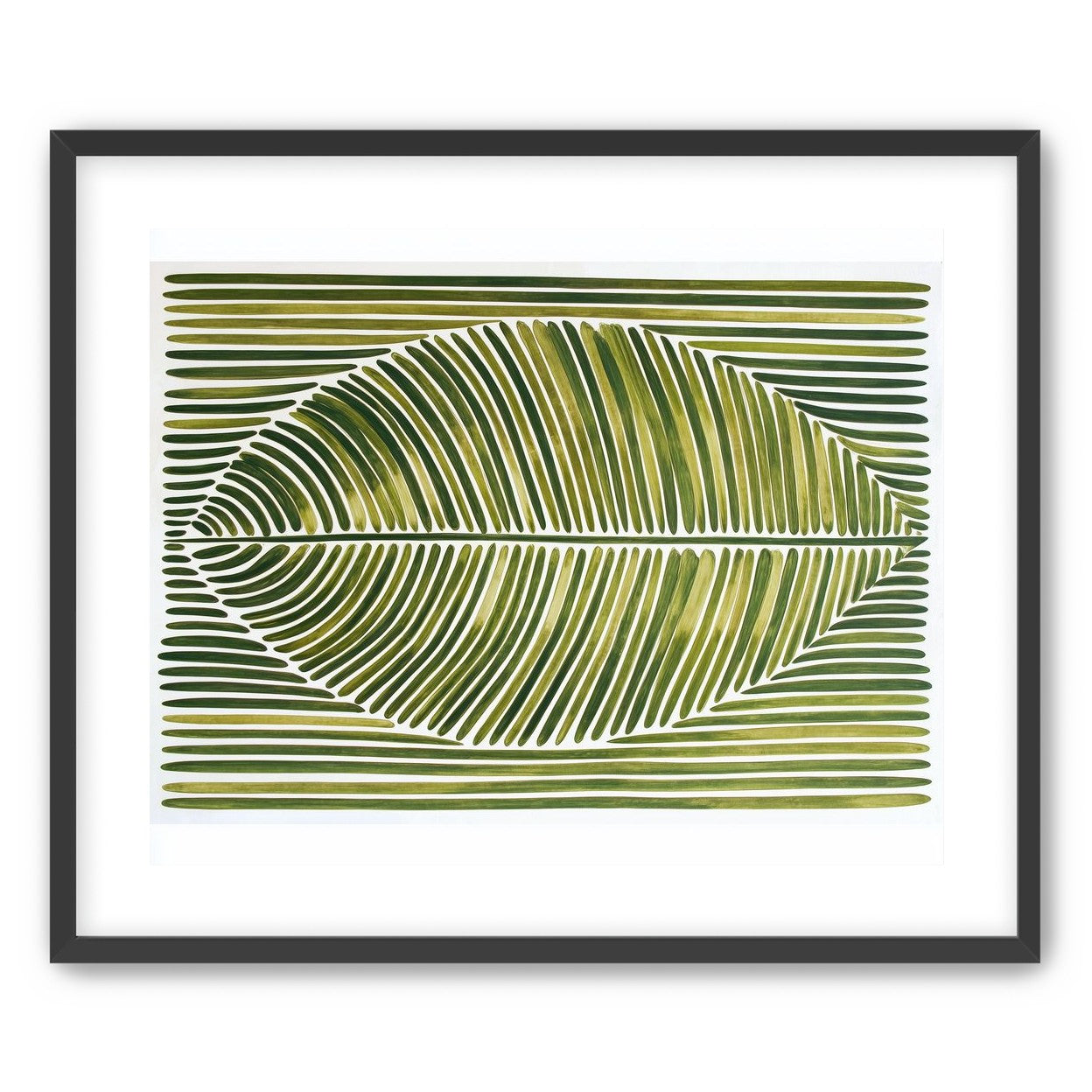 Palm frond in green bands